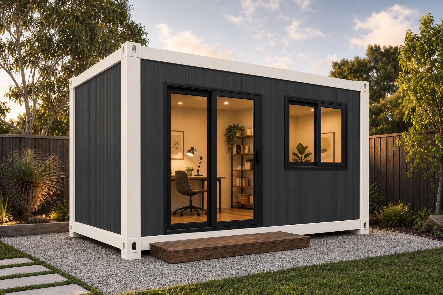 Modular room in monument charcoal — home office or studio Adelaide